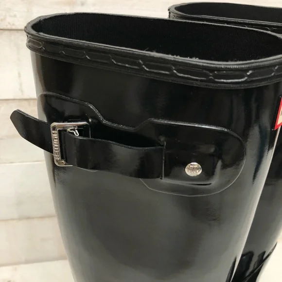 Hunter Original Tall Gloss Rain Boots • Women's Sz 9 • Black Gloss • NIB - Picture 5 of 12